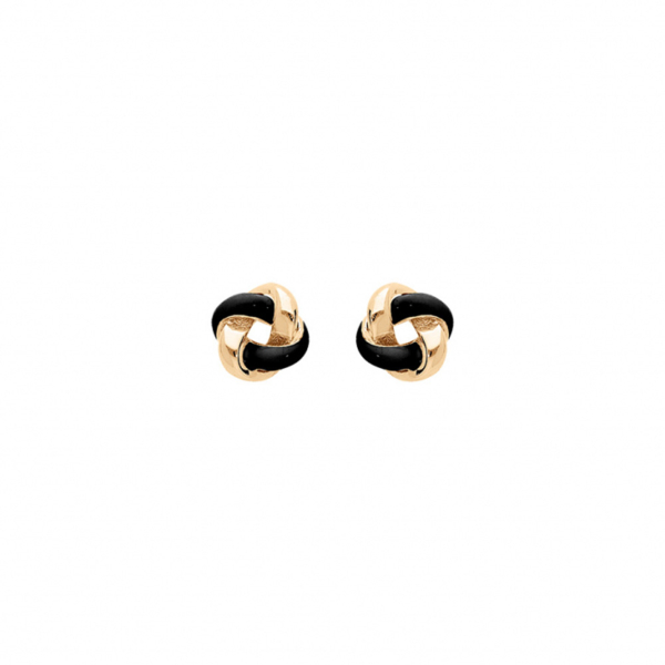 Boucles d'oreilles Argent 925 Doré Rosace Résine Noire