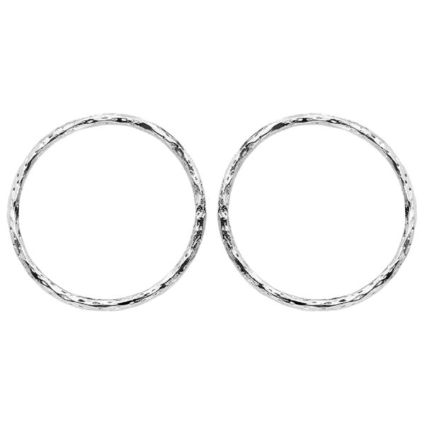 Boucles d'oreilles Argent 925 Tige Cercle Martelé 25 mm