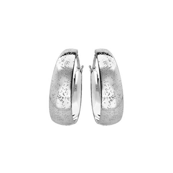 Boucles d'oreilles Argent 925 Créole Diamantée Aspect Pailletée 20 mm