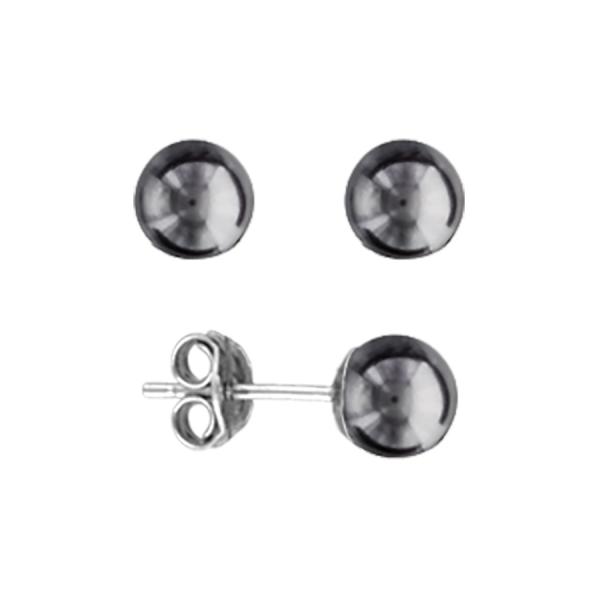 Boucles d'oreilles Argent 925 Perle d'imitation Grise 6 mm