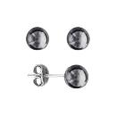 Boucles d'oreilles Argent 925 Perle d'imitation Grise 6 mm