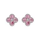 Boucles d'oreilles Argent 925 Fleur 4 Zirconium Sertis Rose