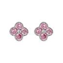 Boucles d'oreilles Argent 925 Fleur 4 Zirconium Sertis Rose