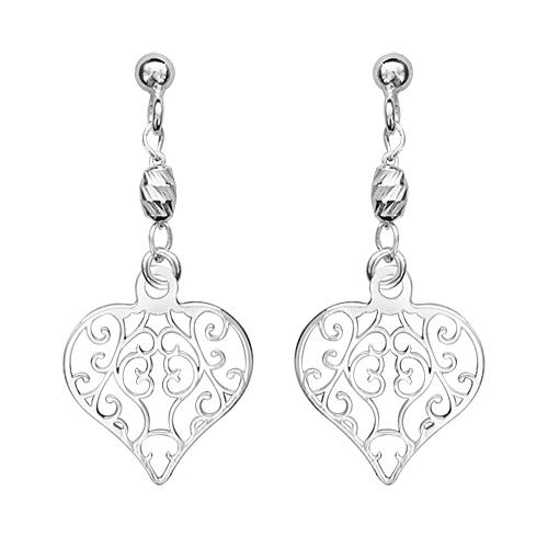 Boucles d'oreilles Argent 925 Coeur Filigranée