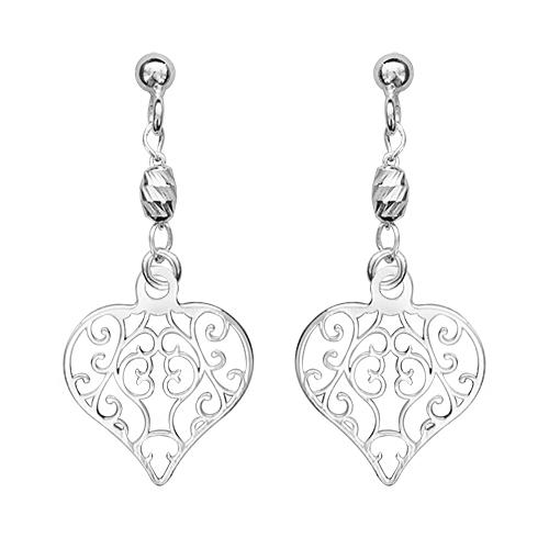 Boucles d'oreilles Argent 925 Coeur Filigranée