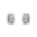 Boucles d'oreilles Argent 925 Rectangulaire Céramique Blanche avec Zirconium Sertis