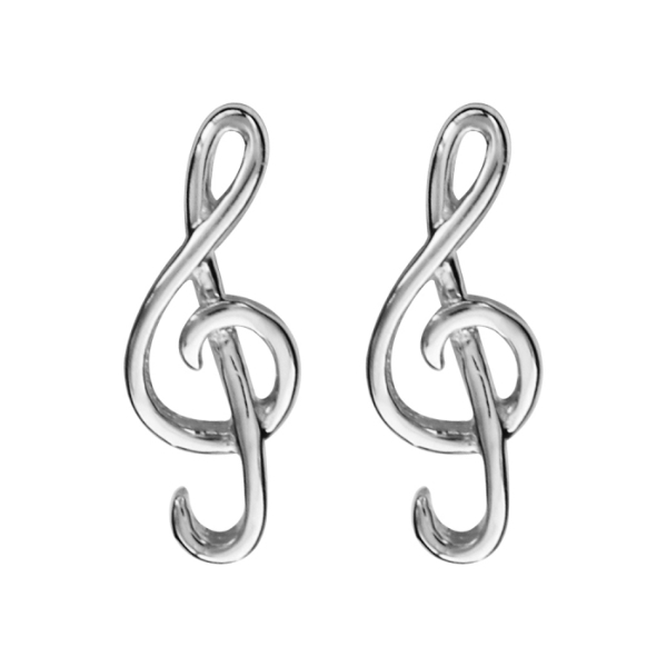 Boucles d'oreilles Argent 925 Clef de Sol Lisse