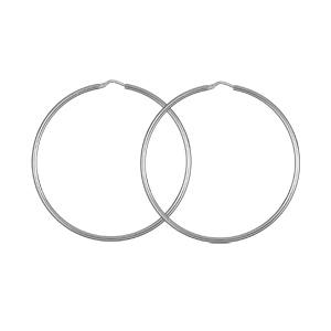 Boucles d'oreilles Argent 925 Rhodié Créole Tube 2 mm Diam. 55 mm