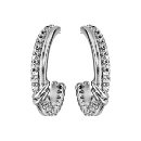 Boucles d'Oreilles Argent 925 Demi Créoles Barrette Zirconium Sertis avec Noeud