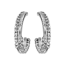 Boucles d'Oreilles Argent 925 Demi Créoles Barrette Zirconium Sertis avec Noeud