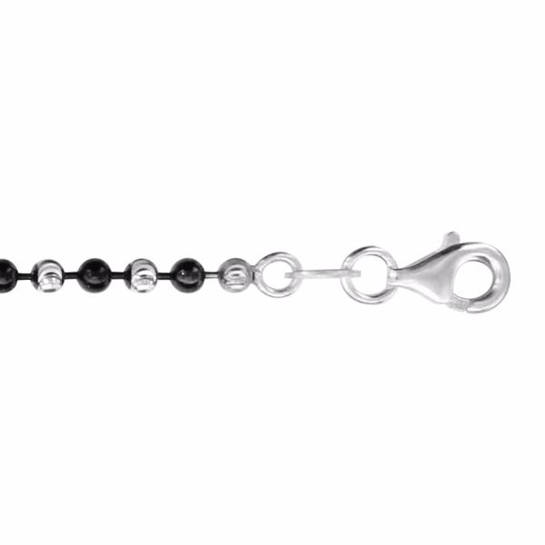 Bracelet Argent 925 Boules 2 Tons Traitement Noir 18 cm