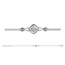 Bracelet Argent 925 Double Chaîne Petit Carré avec Zirconium Serti