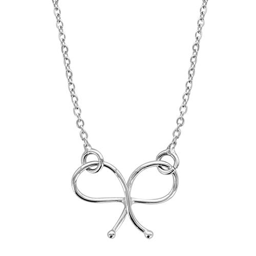 Collier Argent 925 Pendentif Double Noeud