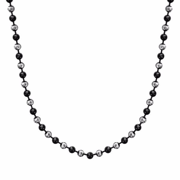 Collier Argent 925 Boules 2 Tons Traitement Noir 42 cm