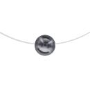 Collier Argent 925 Fil Nylon Perle d'imitation Grise 10 mm 42 cm