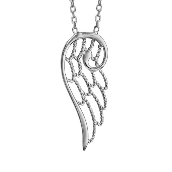 Collier Argent 925 Pendentif Aile d'Ange Dentelé