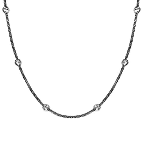 Collier Argent 925 Traitement Noir et Boules Argent