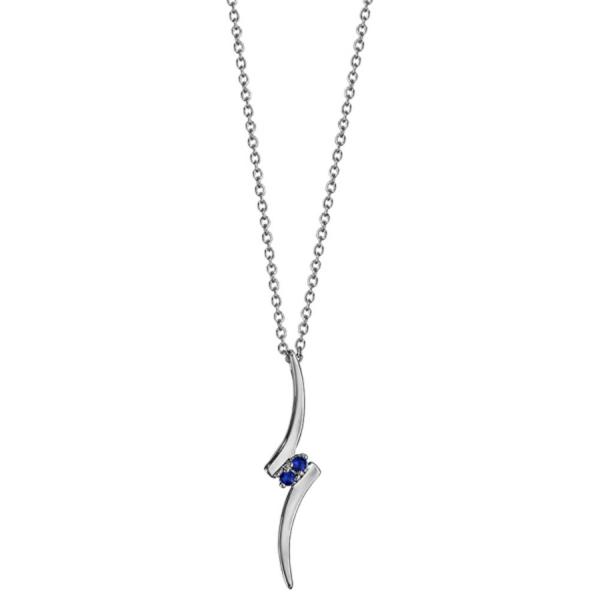 Collier Argent 925 Volute et 2 Pierres Bleues