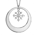 Collier Argent 925 Rhodié Cercle avec Flocon de Neige