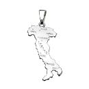 Pendentif Argent 925 Grande Carte Italie avec Villes