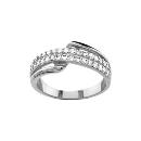 Bague Argent 925 Double Rail Zirconium Moderne