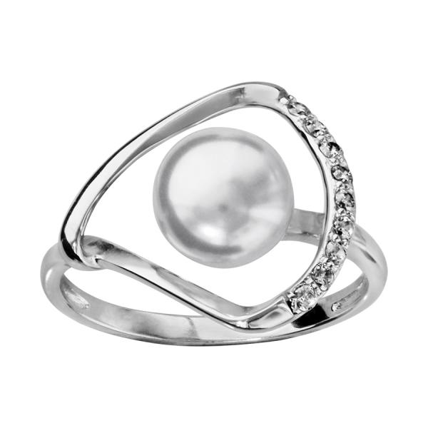 Bague Argent 925 et Zirconium Sertis Perle d'imitation Blanche