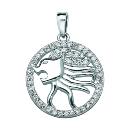 Pendentif Argent 925 Zodiaque Lion Zirconium 