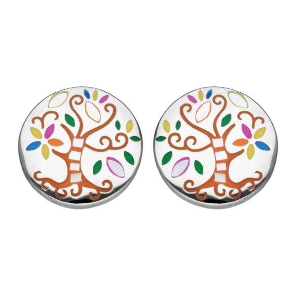 Boucles d'oreilles Acier 316 L Arbre de Vie Multi Couleur et Nacre 