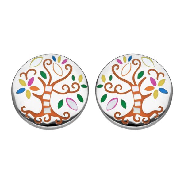 Boucles d'oreilles Acier 316 L Arbre de Vie Multi Couleur et Nacre 