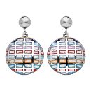 Boucles d'oreilles Acier 316 L Rond avec Nacre Résine Multicolore