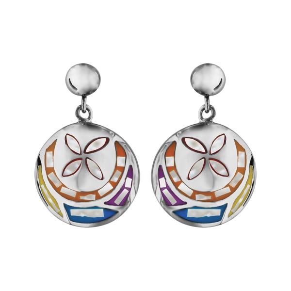 Boucles d'oreilles Acier 316 L avec Nacre Couleur Pastel Motif Fleur