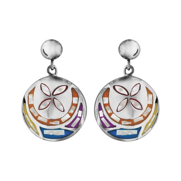 Boucles d'oreilles Acier 316 L avec Nacre Couleur Pastel Motif Fleur