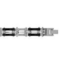 Bracelet Acier 316 L Alterné Céramique Noire Double Fermoirs