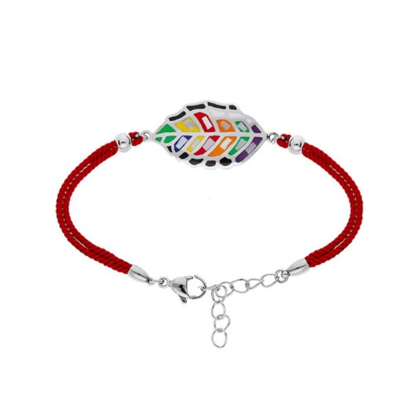 Bracelet Acier 316 L Feuille Résine Multicolore avec Nacre