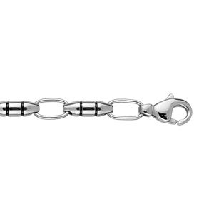 Bracelet Acier 316 L Mailles Ovales Fantaisie avec Noir