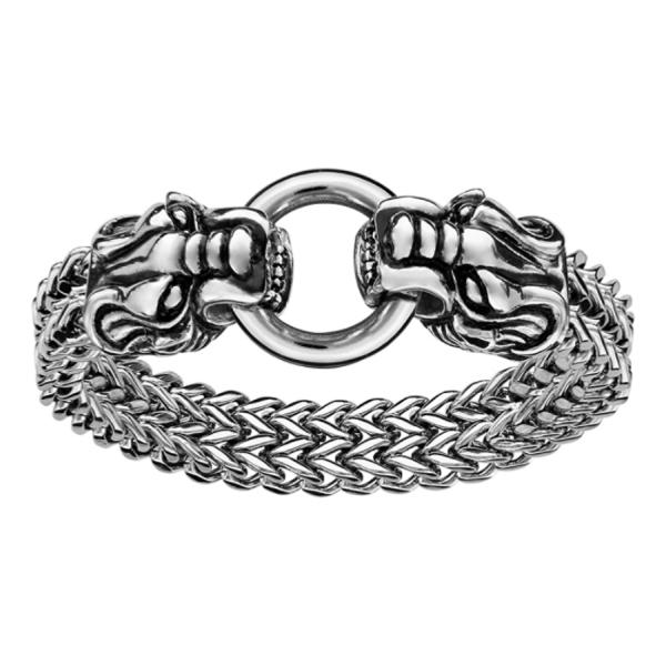 Bracelet Acier 316 L Maille 2 Têtes de Dragon avec Boucle