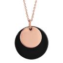 Collier Acier 316 L Rose et Rondelle Céramique Noire