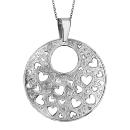 Collier Acier 316 L Pendentif Rond Bombé Motifs Coeurs