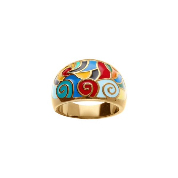 Bague Acier 316 L Doré Résine Multicolore