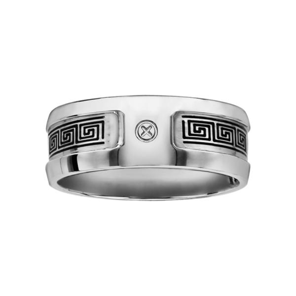 Bague Acier 316 L avec Vis Gravure Motif Grec