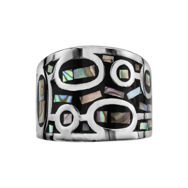 Bague Acier 316 L avec Nacre Noir