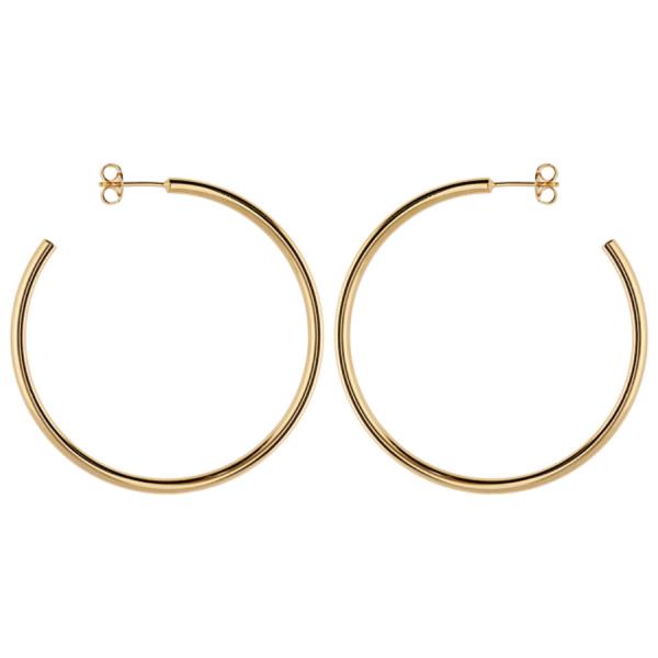 Boucles d'oreilles Plaqué Or Creoles Tige Tube 2 mm Diam. 50 mm