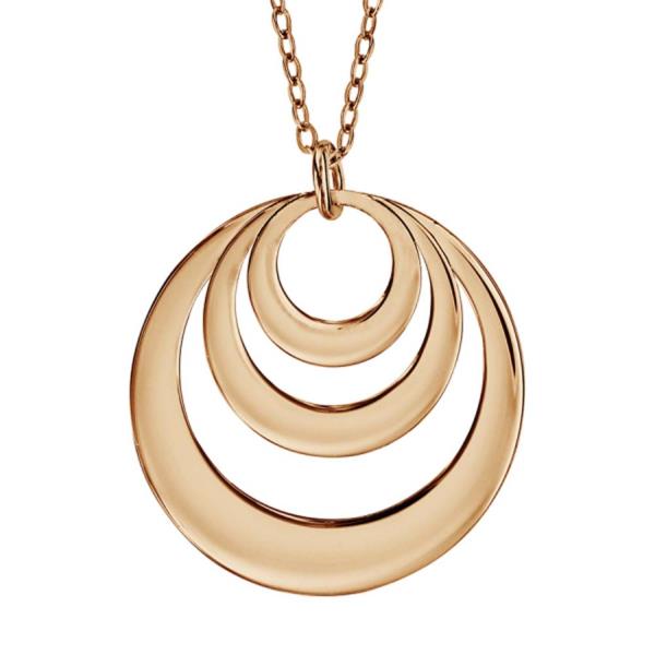 Collier Plaqué Or Jaune Pendentif 3 Cercles