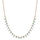 Collier Plaqué Or Pampilles Boules Turquoises d'Imitation 42 cm