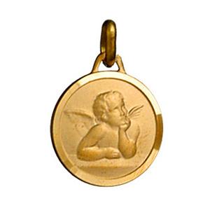 Pendentif Plaqué Or Ange Médaille Ronde