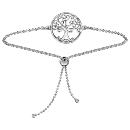 Bracelet Argent 925 Chaine Boule Arbre de Vie Coulissant