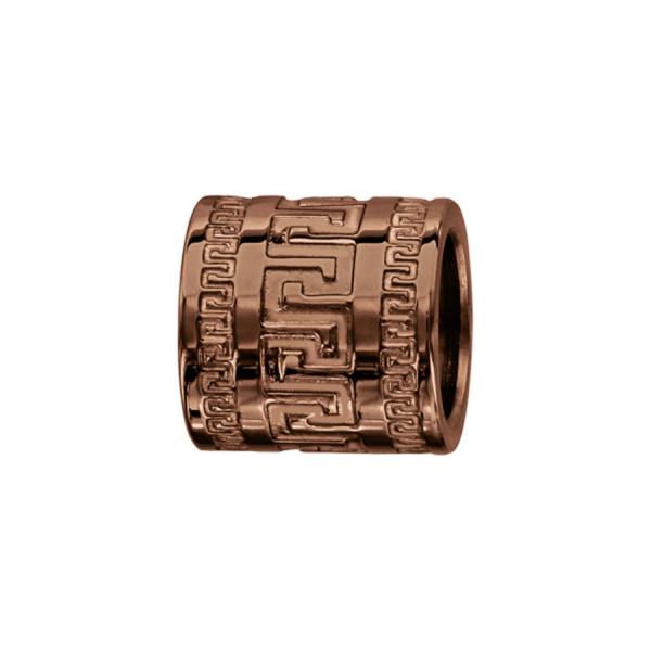 Charms Acier 316L Forme Tube Motif Grec Marron