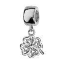 Charms Argent 925 Suspendu Trefle avec Zirconium