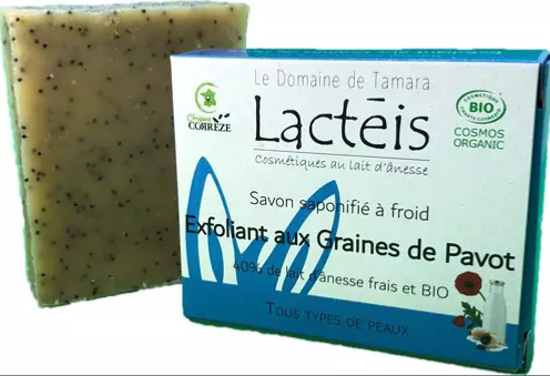 Savon Bio au Lait d'Anesse 40 % Exfoliant aux Graines de Pavot Lactéis