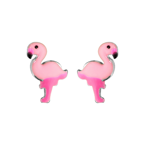 Boucles d'oreilles Argent 925 Flamant Rose 